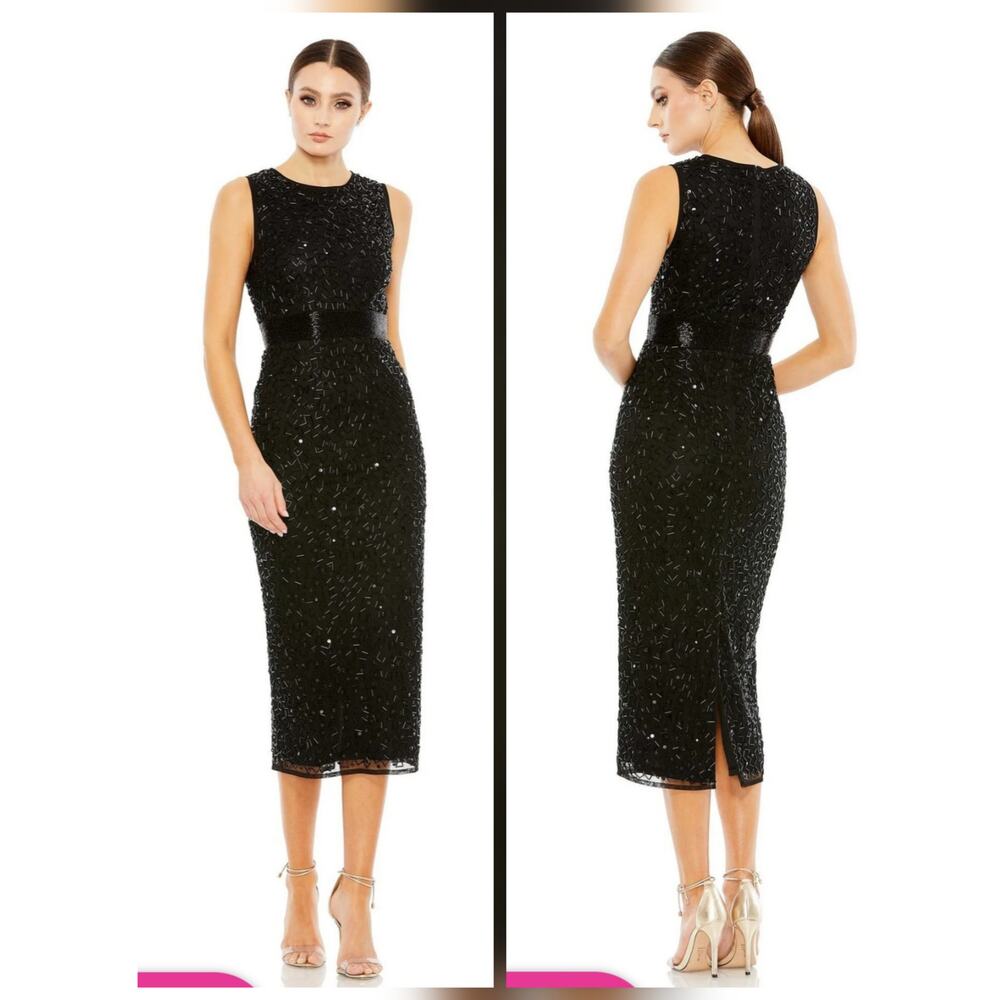 MAC DUGGAL - Beaded Midi Wedding-Guest Dress